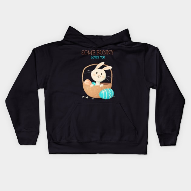 SOME BUNNY LOVES YOU Kids Hoodie by Cancerian Zodiac